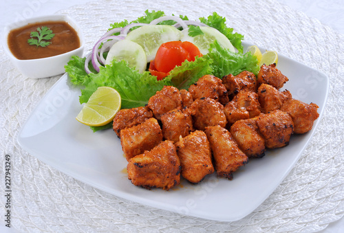 Chicken Boti Kebab, Delicious spicy and marinated boneless chicken meat cooked on charcoal flame.