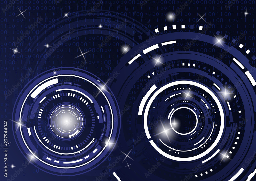 Modern abstract technology in design. The concept of communication, innovation. The circle of digital circuits on a dark background, the code matrix. Modern abstract technology in design. The concept of communication, innovation. The circle of digital circuits on a dark background, the code matrix.