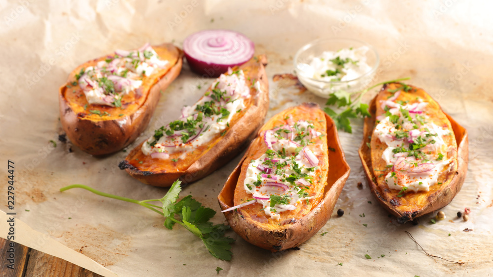 sweet potato with cream and onion sweet potato with cream and onion