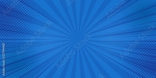 Comics rays background with halftones. Vector summer backdrop illustrations