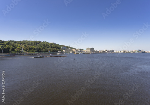 view of pedestrian Park bridge and Dnieper river from above, city of Kiev, Ukraine © Enrico G. Agostoni