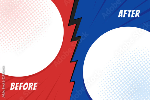 Template before and after background. Comparison card with empty space. Vector illustration