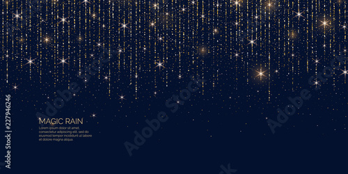Fotografia, Obraz Bright vector illustration Magic rain of sparkling glittery particles lines