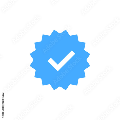 Approved icon. Profile Verification. Accept badge. Quality icon. Check mark. Sticker with tick. Vector illustration.