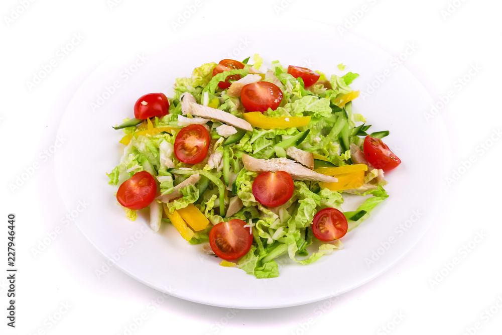 Salad of cherry tomatoes, lettuce and beef Salad of cherry tomatoes, lettuce and beef