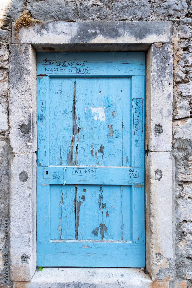 Naklejka premium Old, blue door in Trogir - Croatia