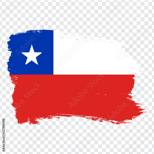 Flag Chile, brush stroke background.  Flag of  Chile on transparent background. Stock vector.  Flag for your web site design, logo, app, UI. Vector illustration EPS10.