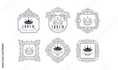 Monogram logo templates set, luxury monochrome business sign, badge fashion boutique, restaurant, hotel, jewelry vector Illustration on a white background