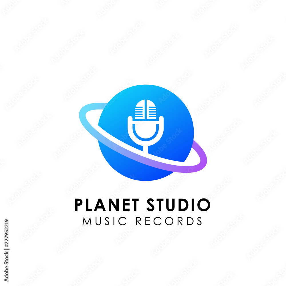 planet music records logo design concept. music records icon symbol design planet music records logo design concept. music records icon symbol design