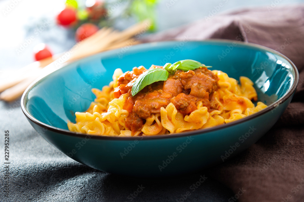 Pasta Bolognese on the table Pasta Bolognese on the table