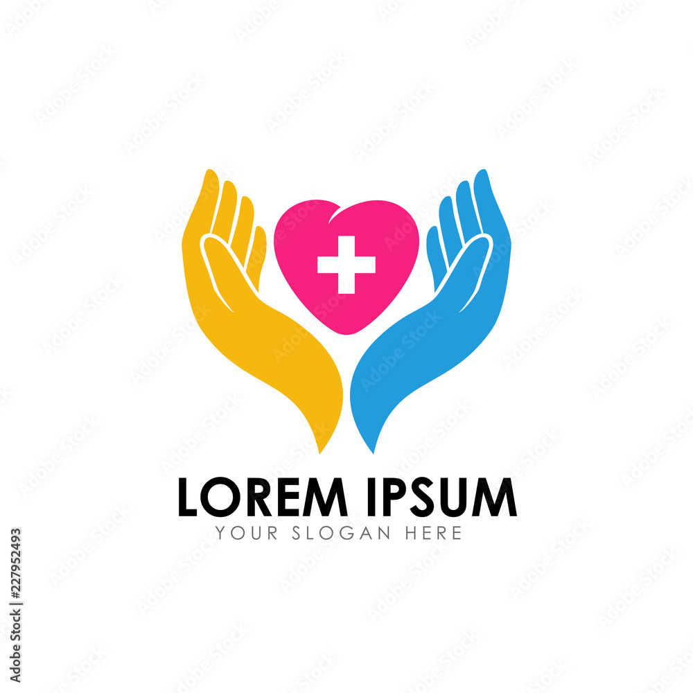 Fototapeta premium heart care logo design template