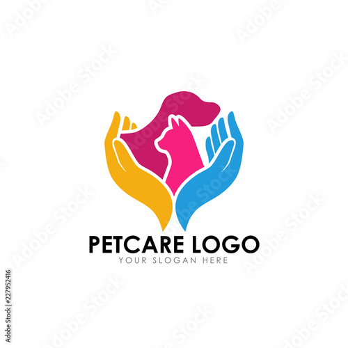 pet care logo design template. pet car vector icon illustration