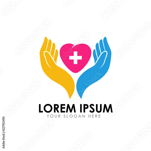 heart care logo design template