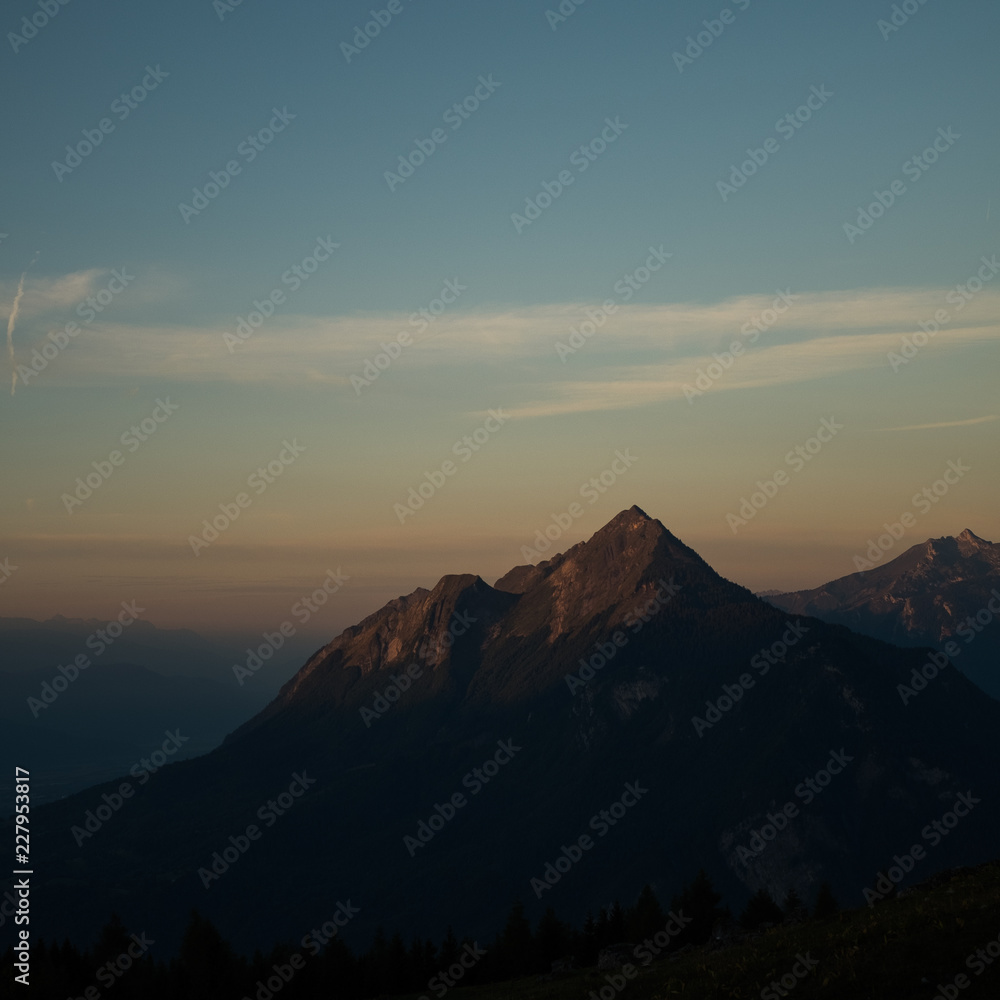 sunset in mountains