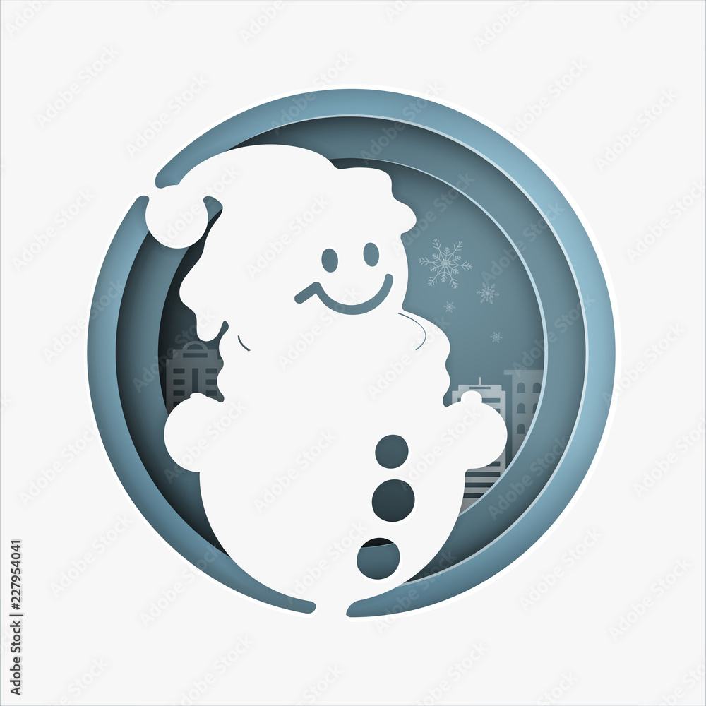 Merry Christmas and Happy New Year. Winter holiday and snowman. paper art and craft style. Merry Christmas and Happy New Year. Winter holiday and snowman. paper art and craft style.