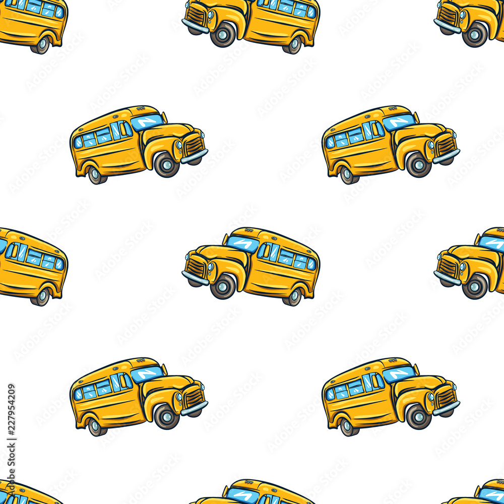 Vector seamless pattern with school bus.