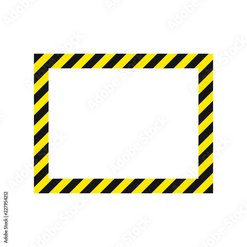 Warning striped square frame, warning to be careful, potential danger, yellow & black stripes on the diagonal, vector template sign border yellow and black color. Construction warning border	