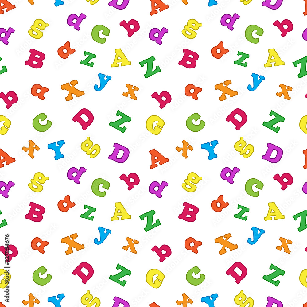 Vector seamless pattern of cartoon alphabetic letters. Vector seamless pattern of cartoon alphabetic letters.