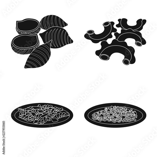 Vector illustration of pasta and carbohydrate logo. Collection of pasta and macaroni stock symbol for web.