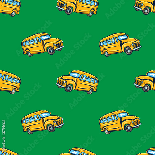 Vector seamless pattern with school bus.
