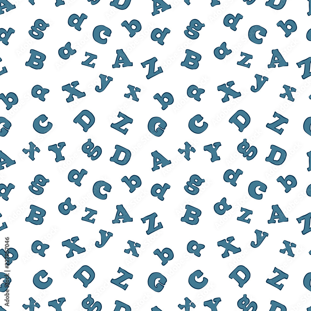 Vector seamless pattern of cartoon alphabetic letters. Vector seamless pattern of cartoon alphabetic letters.
