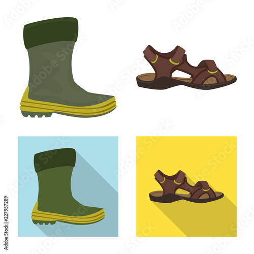 Vector illustration of shoe and footwear symbol. Collection of shoe and foot stock symbol for web.
