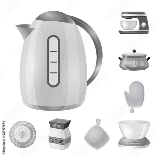 Vector design of kitchen and cook icon. Set of kitchen and appliance vector icon for stock.