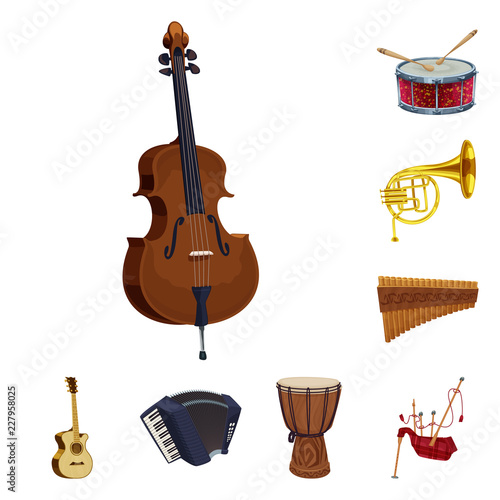 Vector illustration of music and tune sign. Set of music and tool stock symbol for web.