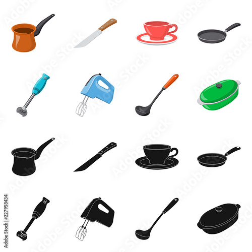 Vector illustration of kitchen and cook symbol. Collection of kitchen and appliance stock vector illustration.