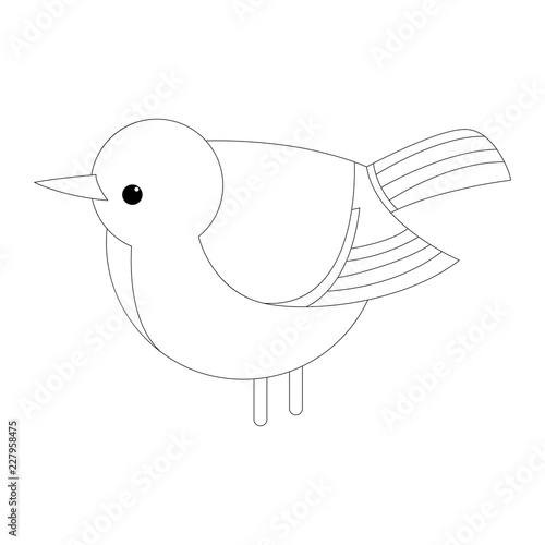 tit bird   vector illustration lining draw  profile side