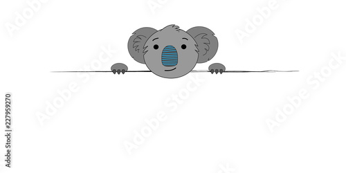 Frame for text with a koala. Illustration of a cartoon koala. Art illustration with a koala. Prints for T-shirts, textiles.