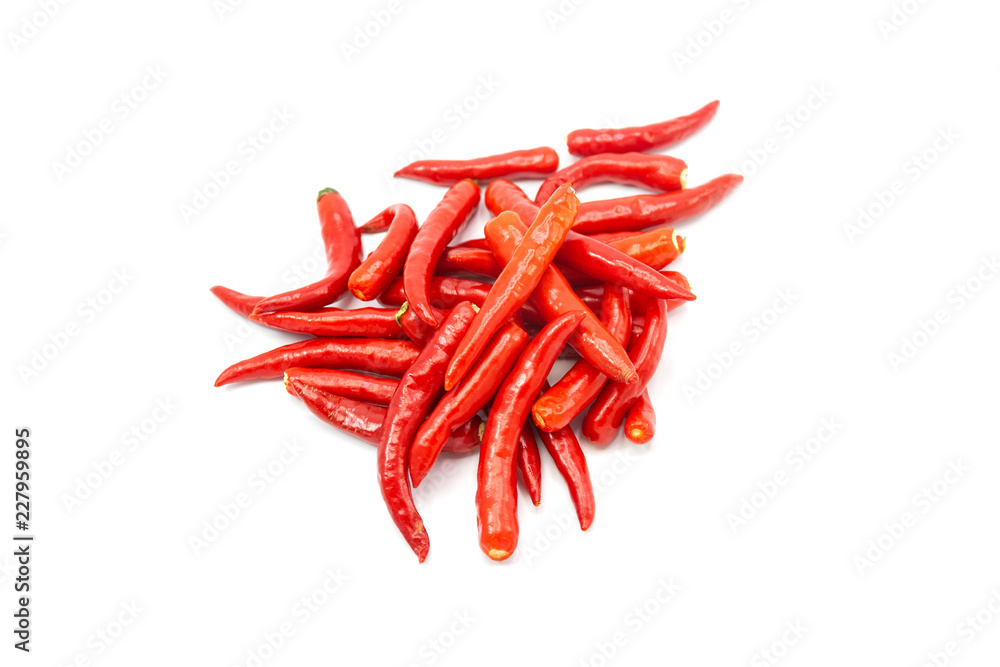 Chili pepper - The Chili pepper plants to the nature of the sphere of the long spikes of pale red, have a spicy and Chili peppers are widely used in many cuisines isolated white background Chili pepper - The Chili pepper plants to the nature of the sphere of the long spikes of pale red, have a spicy and Chili peppers are widely used in many cuisines isolated white background
