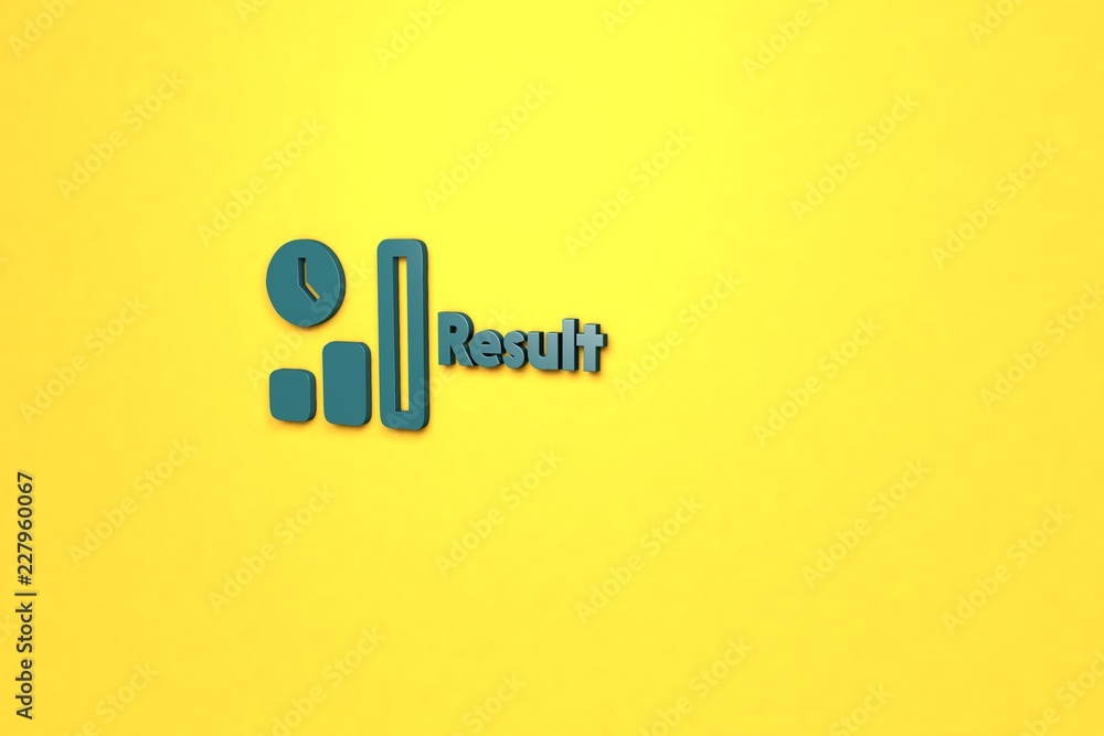 3D illustration of Result, blue color and blue text with yellow background. 3D illustration of Result, blue color and blue text with yellow background.
