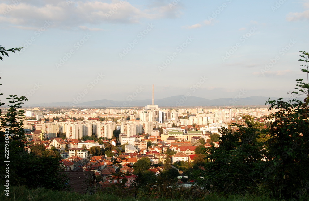 View of Brasov city through leaves
