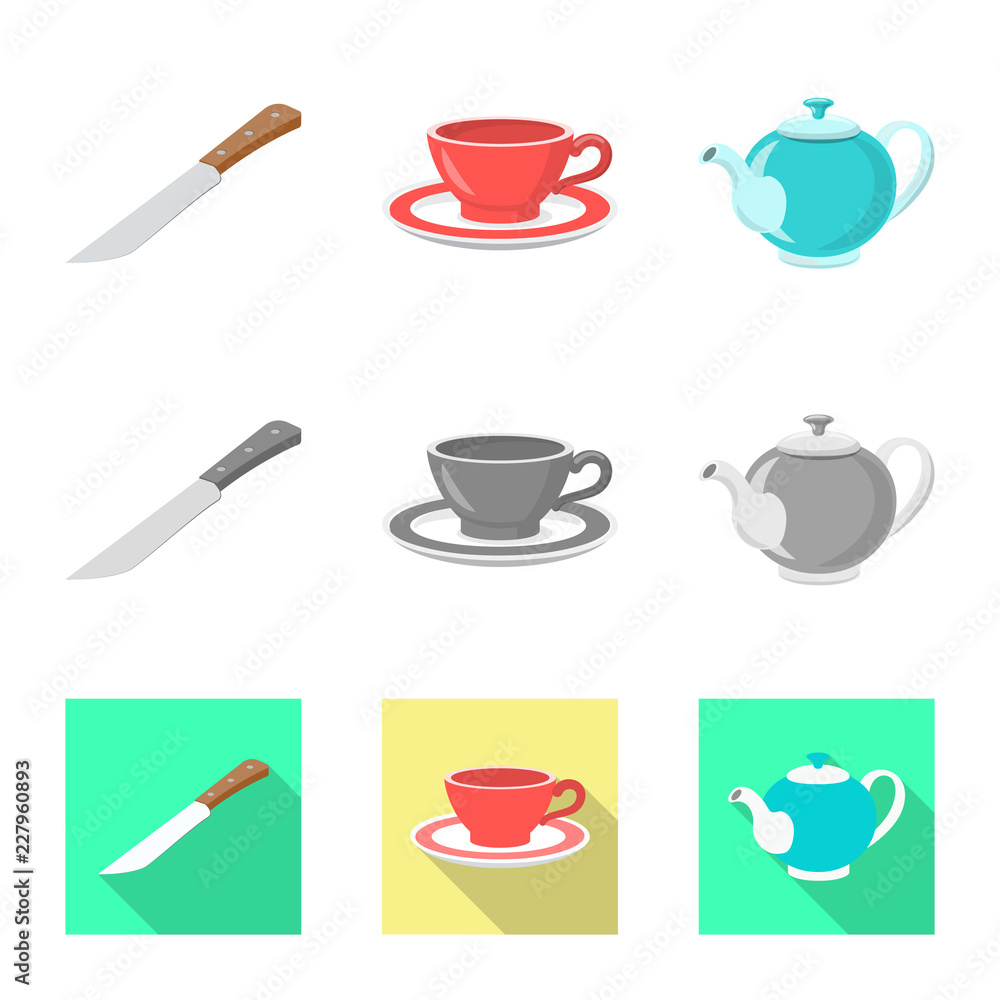 Vector illustration of kitchen and cook symbol. Collection of kitchen and appliance vector icon for stock. Vector illustration of kitchen and cook symbol. Collection of kitchen and appliance vector icon for stock.
