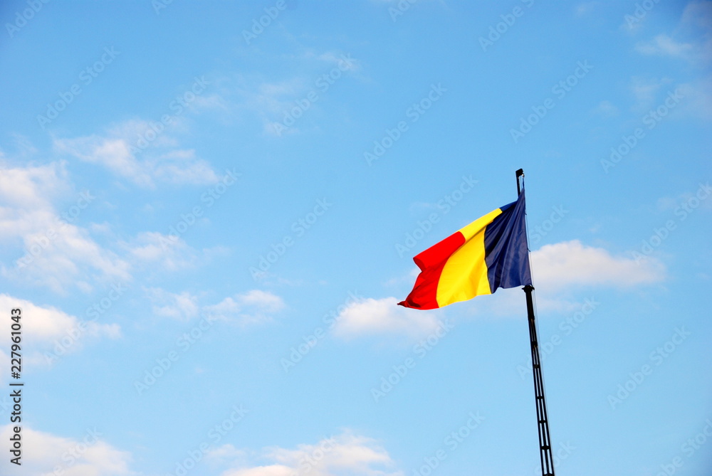Romanian flag waving in the wind Romanian flag waving in the wind