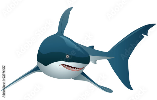 Cool cartoon shark. with simple gradients. All in a single layer. Vector illustration