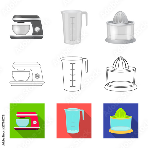 Vector illustration of kitchen and cook icon. Collection of kitchen and appliance stock vector illustration.