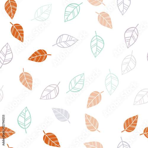 Light Multicolor vector seamless doodle background with leaves.