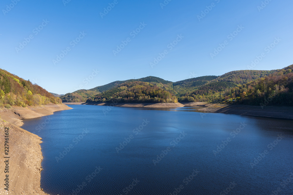 Oderstausee Odertalsperre reservoir in National Park Harz Germany
