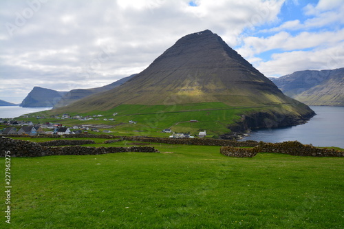 Vidoy Island in Faroe Islands Viðoy and Viðareiði village photo