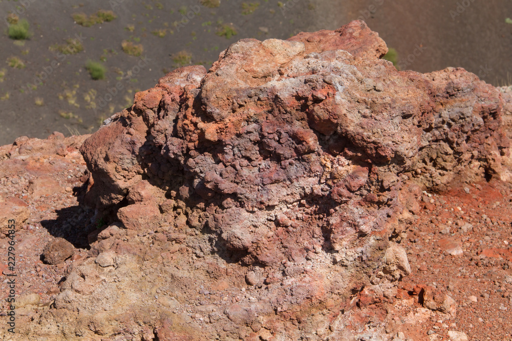 The soil on the slopes of the volcano Etna in Sicily