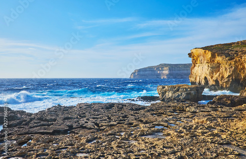 The walk among the rocks of San Lawrenz, Gozo, Malta photo