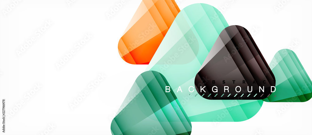Glass triangles modern geometric composition, abstract background Glass triangles modern geometric composition, abstract background