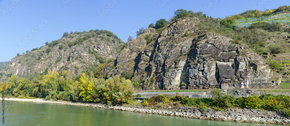 rocks aside the river Danube