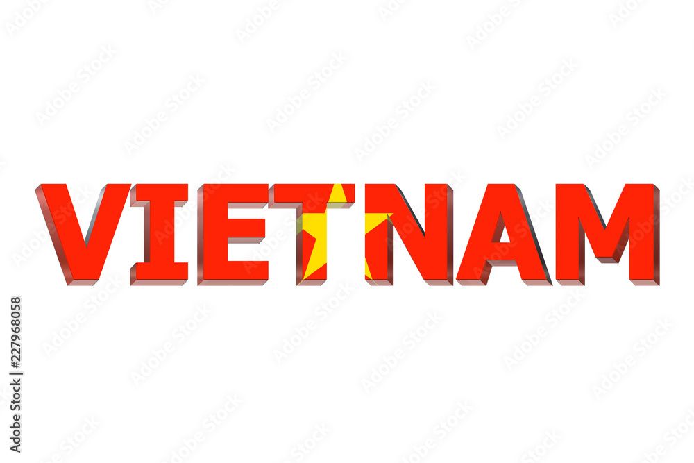 Flag of Vietnam on a text background.
