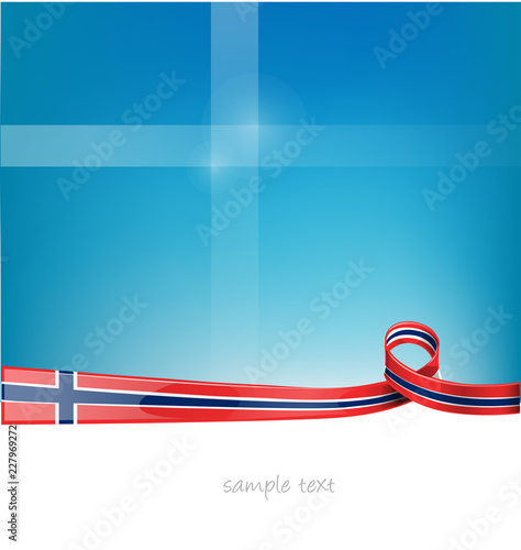 norway ribbon flag on blue sky background