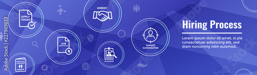 New Employee Hiring Process icon set and Web Header Banner