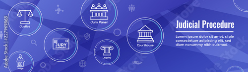 Law and Legal Icon Set with Judge, Jury, and Judicial icons