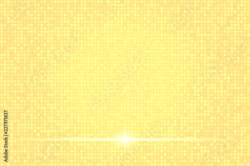 Bright shining golden disco mosaic. Sparkling magic particles. Gold sequins. Light effect. Holiday background. 